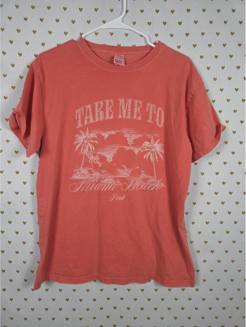 Victorias Secret PINK MIAMI Beach Vintage Style Graphic tee shirt SMALL